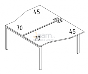 Мебель для персонала Рабочая станция со столами эргономичными "Техно" на металлокаркасе UNO Б1 191 БП