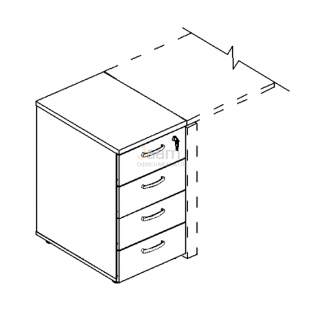 Мебель для персонала Тумба приставная 4-х ящичная с замком 9220 БП