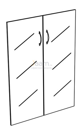 Мебель для персонала Двери стеклянные средние прозрачные (2шт) К 604