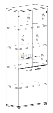 Мебель для персонала Офисный шкаф для документов со стеклянными дверьми в алюминиевой рамке А4 9380