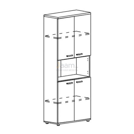Мебель для персонала Шкаф для документов 4-дверный с открытой нишей 9374 БП