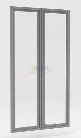 Мебель для персонала Двери средние стеклянные в профиле МДФ - комплект 2 шт P-023