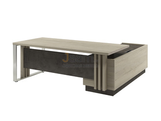 Кабинет руководителя Стол руководителя с опорной тумбой и металлической опорой и блоком розеток левый Z-420